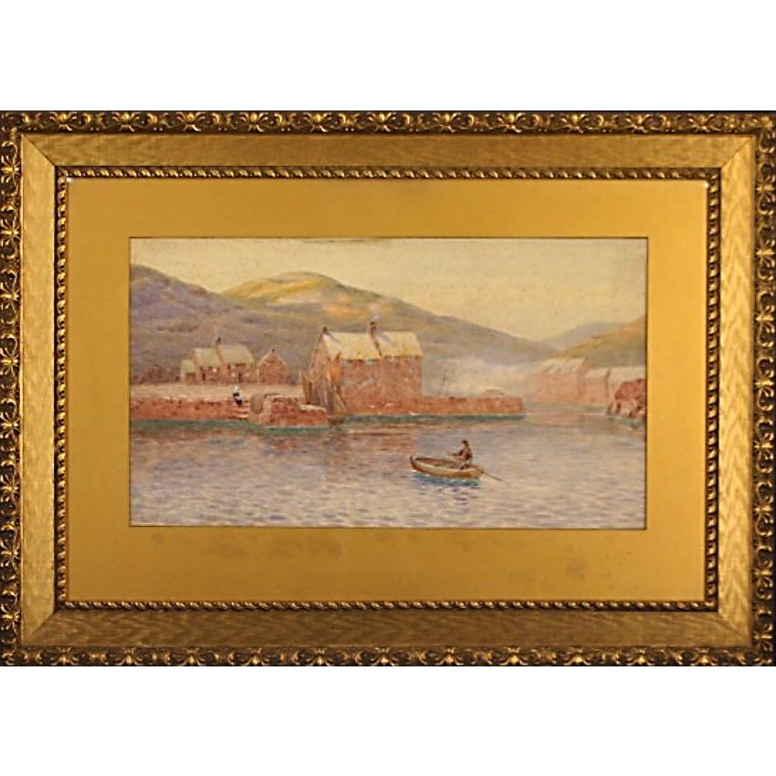 
Bryan Whitmore Pointillist Ferry Harbour Crossing Antique Watercolour Painting - Full Image